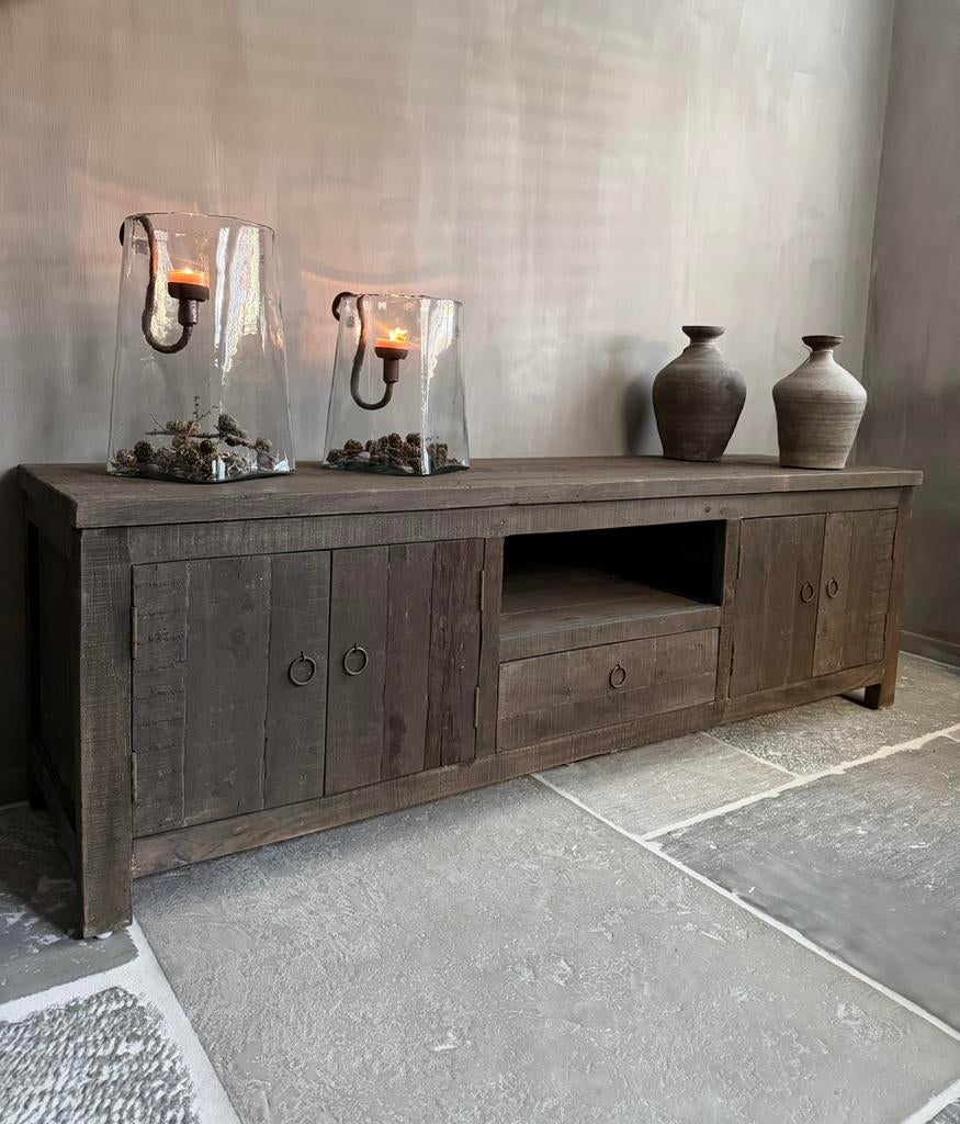TV dressoir | TV meubel Driftwood 180cm, Ophalen, Nieuw, 25 tot 50 cm, 150 tot 200 cm