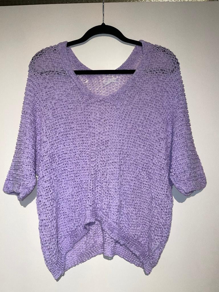 lila pastel paarse gehaakte top trui tuniek mt 38 / 40, Maat 38/40 (M), Boetiek, Paars, Ophalen of Verzenden