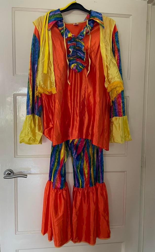 Hippie pak/ kostuum heren maat 50, Carnaval, Maat 48/50 (M), Ophalen of Verzenden, Zo goed als nieuw
