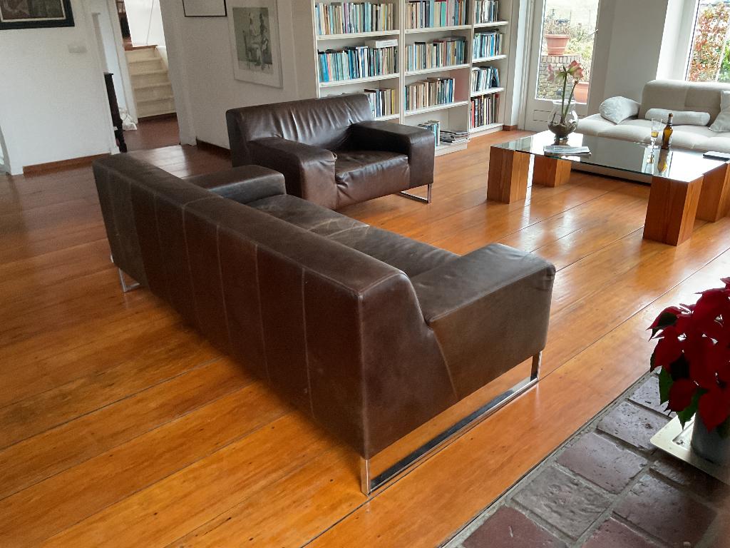 Bankstel, Huis en Inrichting, Banken | Bankstellen, Ophalen, Gebruikt, 150 tot 200 cm, Driepersoons