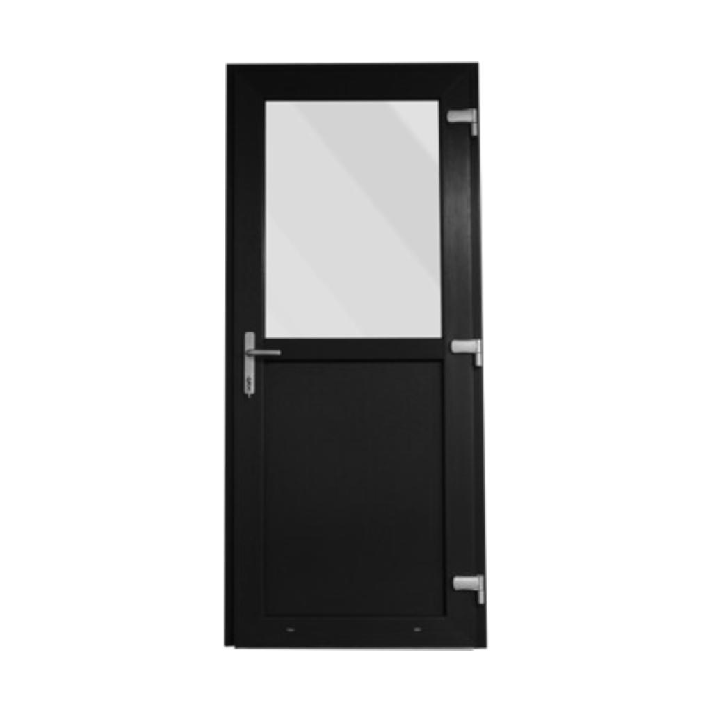 Kunststof deur met kozijn, halfglas, 1010x2160mm, antraciet, 100 tot 120 cm, Nieuw, Ophalen of Verzenden, Buitendeur