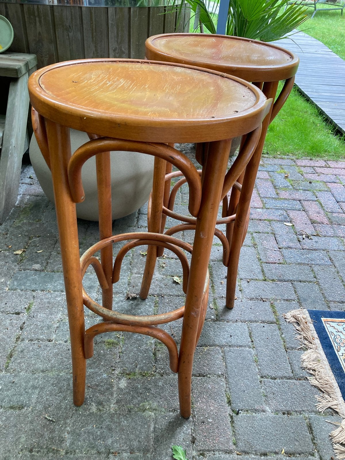 Barkrukken thonet stijl, 2 krukken, Ophalen, Gebruikt, 60 tot 90 cm