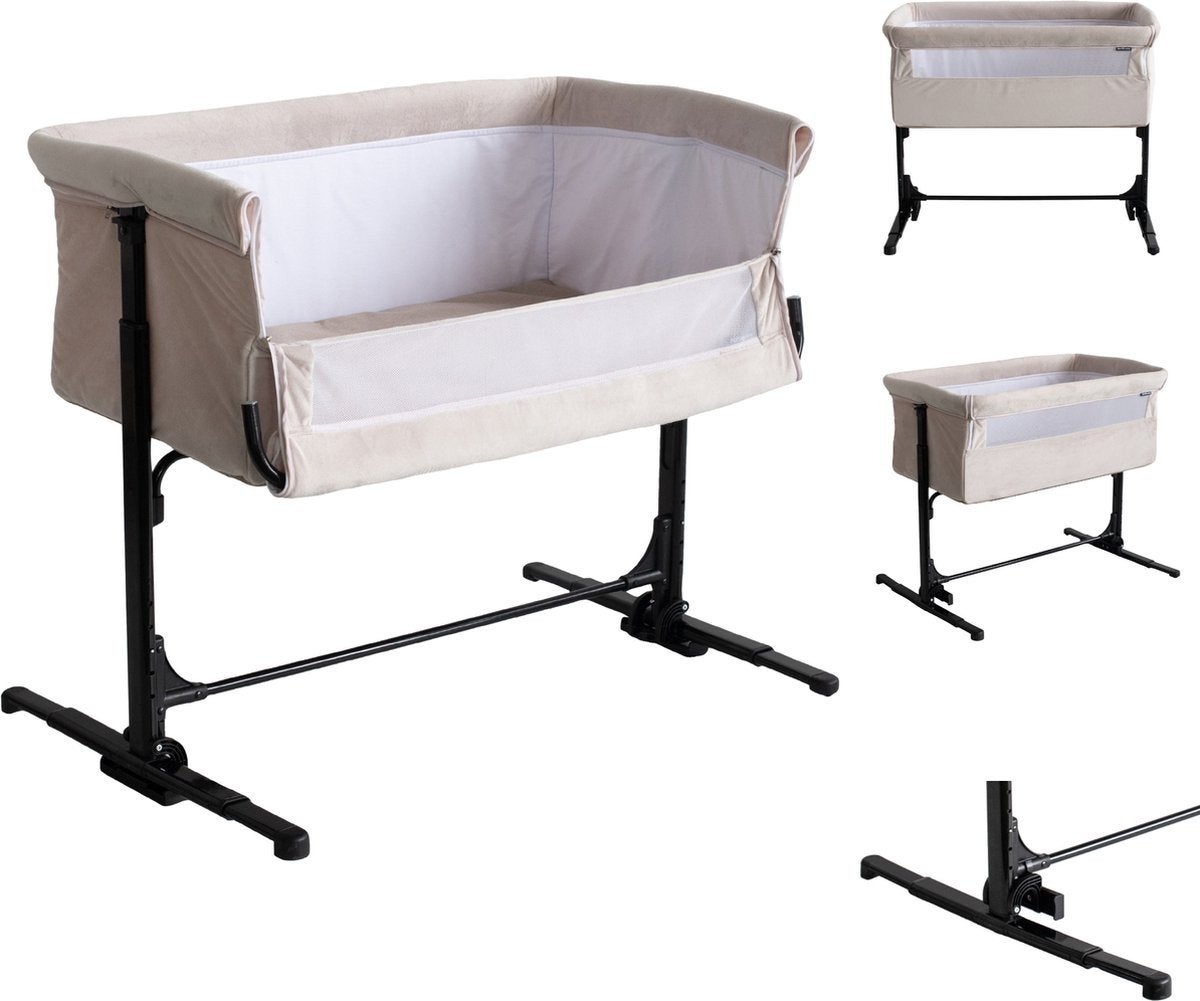 Born Lucky Co-Sleeper Wieg - Beige Fluweel, Ophalen of Verzenden, Wieg