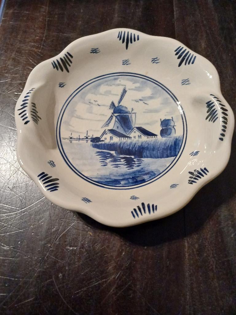 Delfts Blauw Aardewerk Schaal met Molen,18x4cm, Ophalen of Verzenden