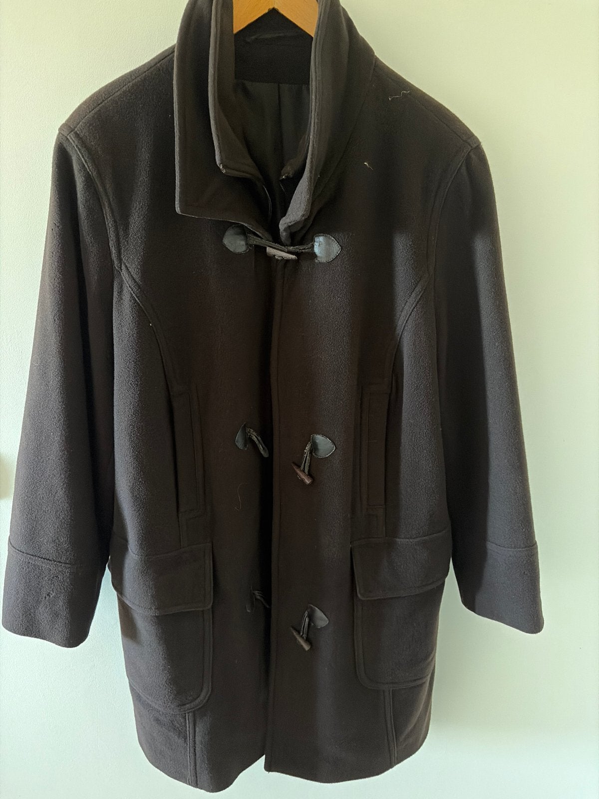 Donkerbruine wollen duffelcoat - C&A, Ophalen of Verzenden, Gedragen, Maat 46/48 (XL) of groter, Bruin