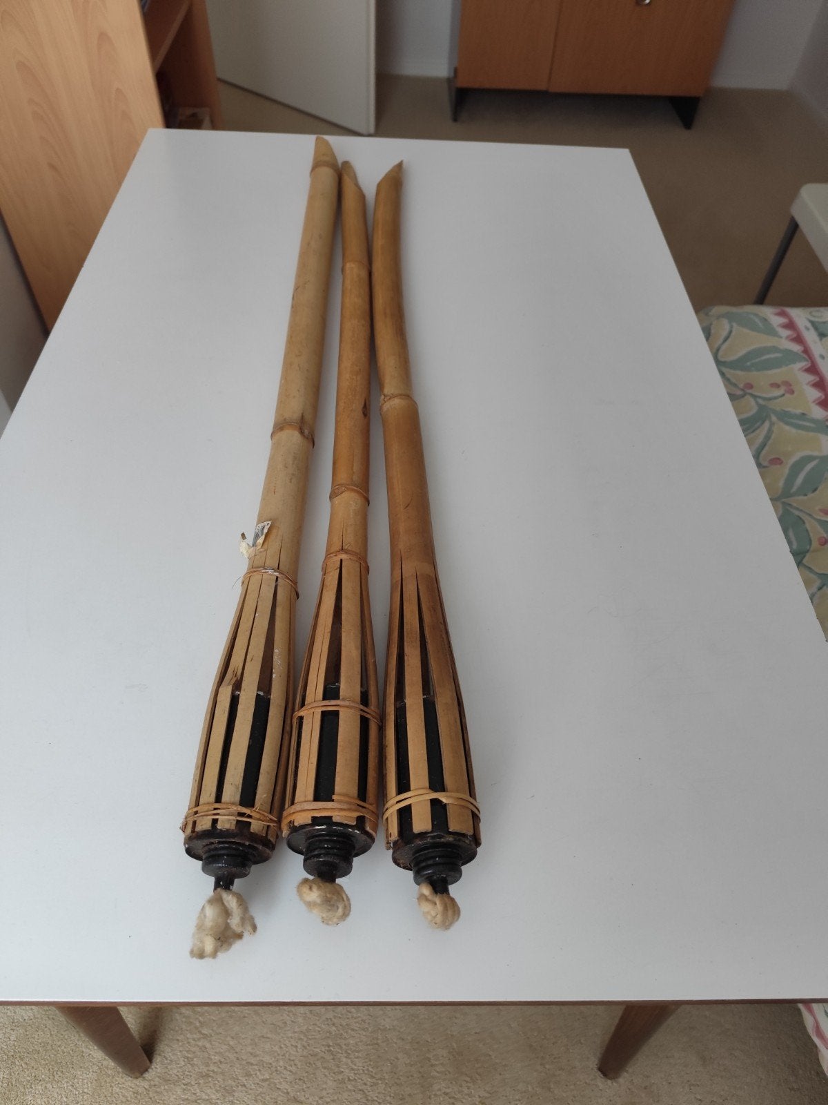Set van 3 bamboe fakkels - Tuinverlichting, Ophalen, Gebruikt