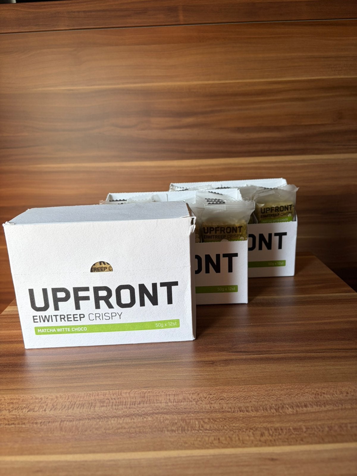 Upfront Eiwitreep Crispy Matcha Witte Choco Doos (12 stuks), Ophalen, Nieuw, Overige typen