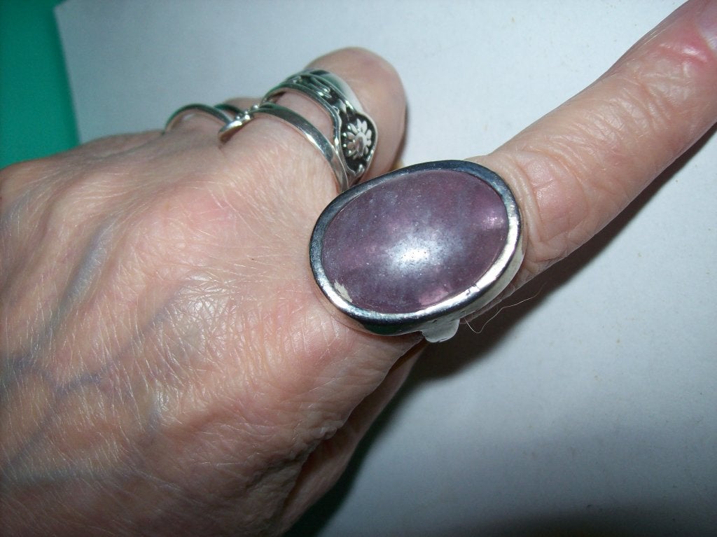 Ring Zilvertint Mooie Paarse Steen Maat 20, Overige materialen, 20 of groter, Verzenden, Nieuw