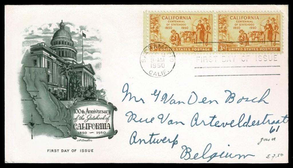 FDC : U.S.A. - 9.9.1950, Postzegels en Munten, Postzegels | Eerstedagenveloppen, Verzenden, Beschreven, Rest van de wereld