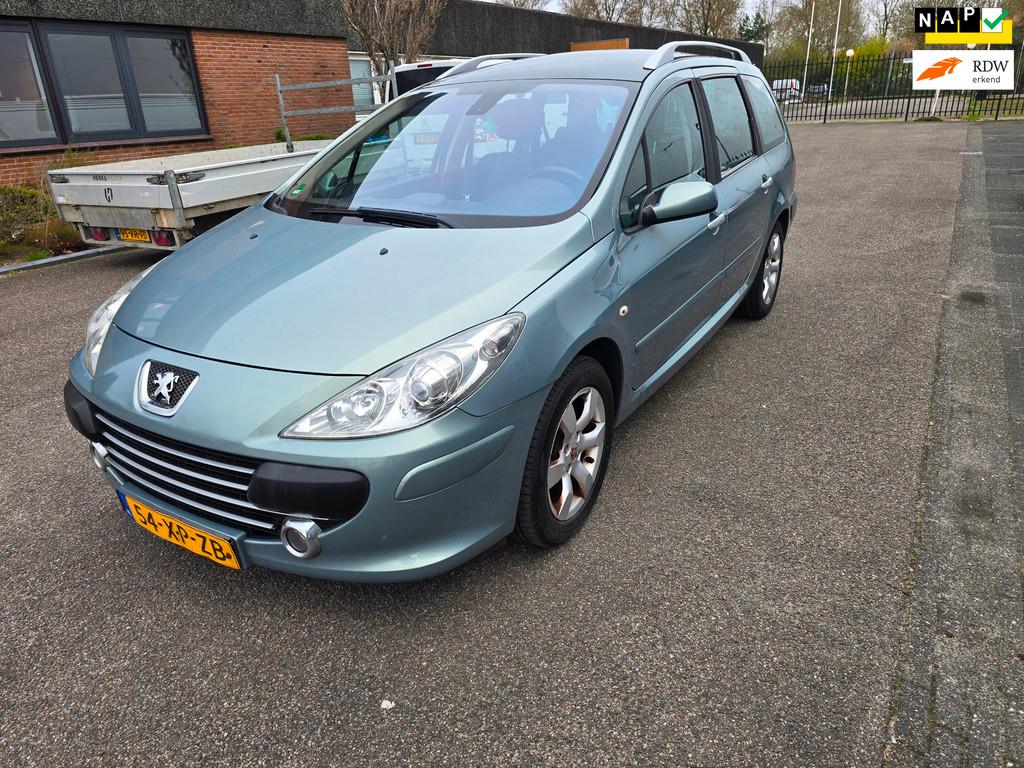 Peugeot 307 SW 1.6-16V Premium Airco boekjes, NAP, Pano, Gebruikt, 4 cilinders, 7 stoelen, Origineel Nederlands