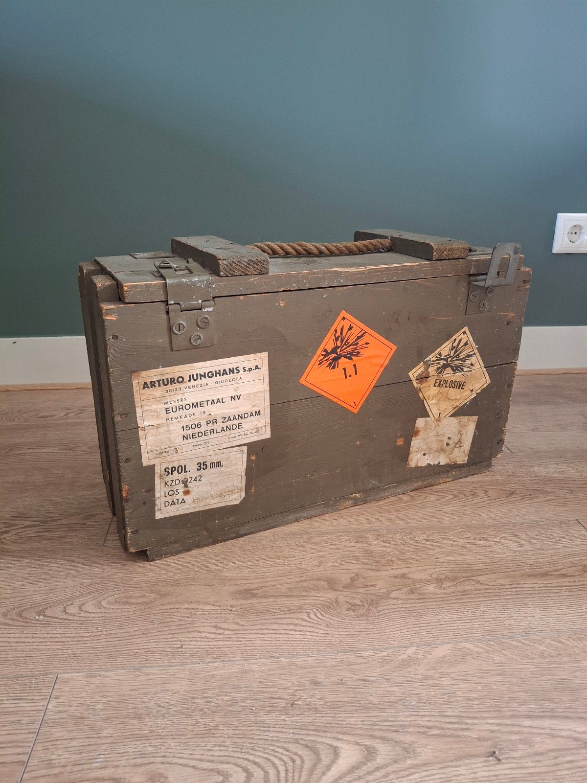 Oude Legerkist - Houten Munitiekist 56x18x34 cm, Ophalen