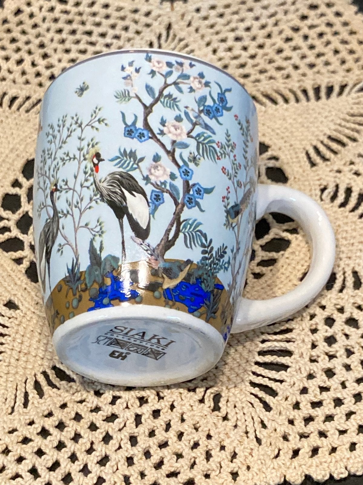 Beker Siaki, vogels, blauw (080826), Gebruikt, Ophalen of Verzenden, Overige stijlen, Kop(pen) en/of Schotel(s)