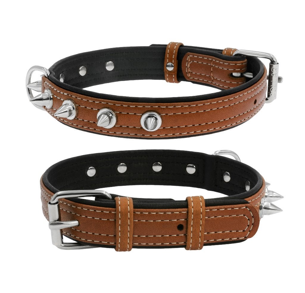 WAUDOG Soft Spiked Halsband Leder Bruin L Nek 46-60 cm -40%!, Ophalen of Verzenden, Handgemaakt, Nieuw