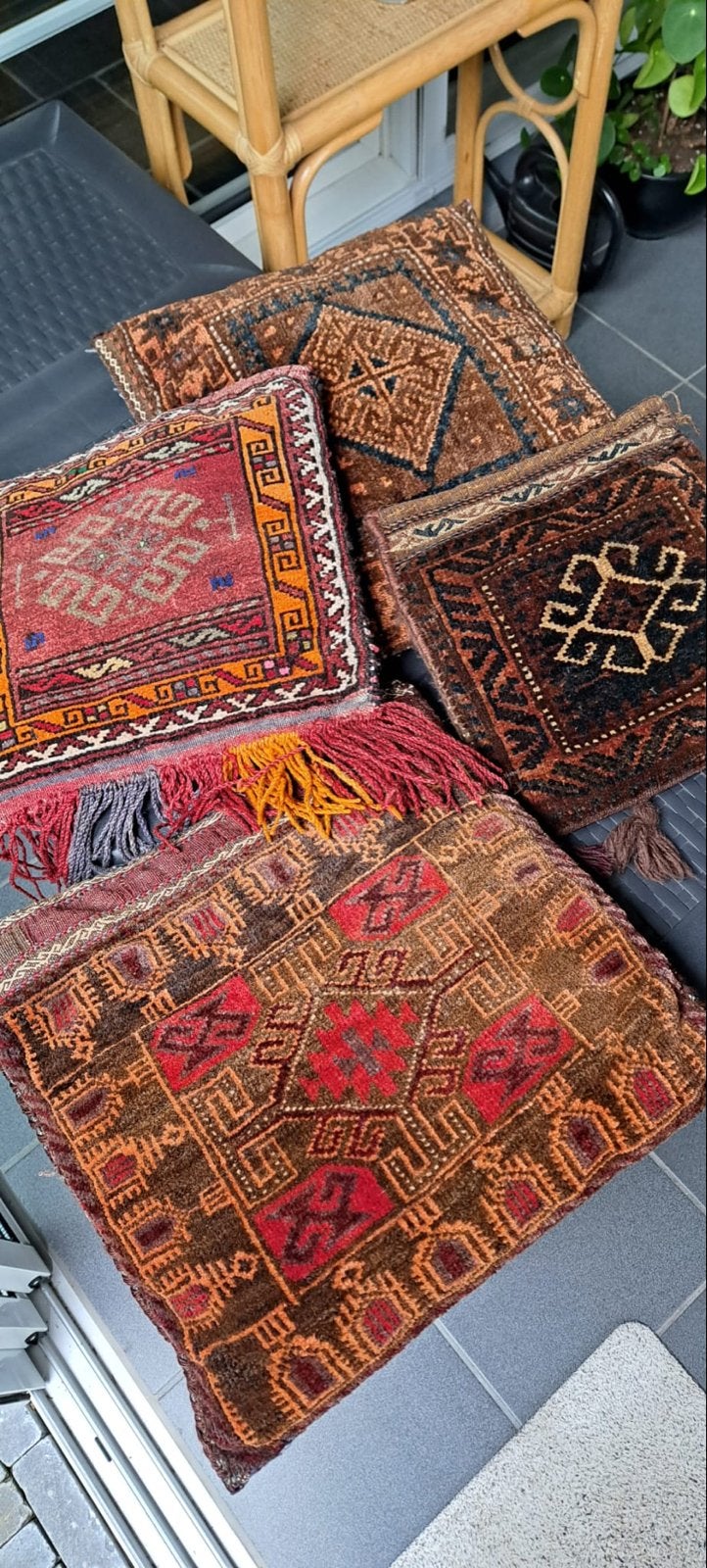 Antieke Perzische kussens, vintage handgeknoopt, Gebruikt, Meerkleurig, Ophalen of Verzenden, Sierkussen