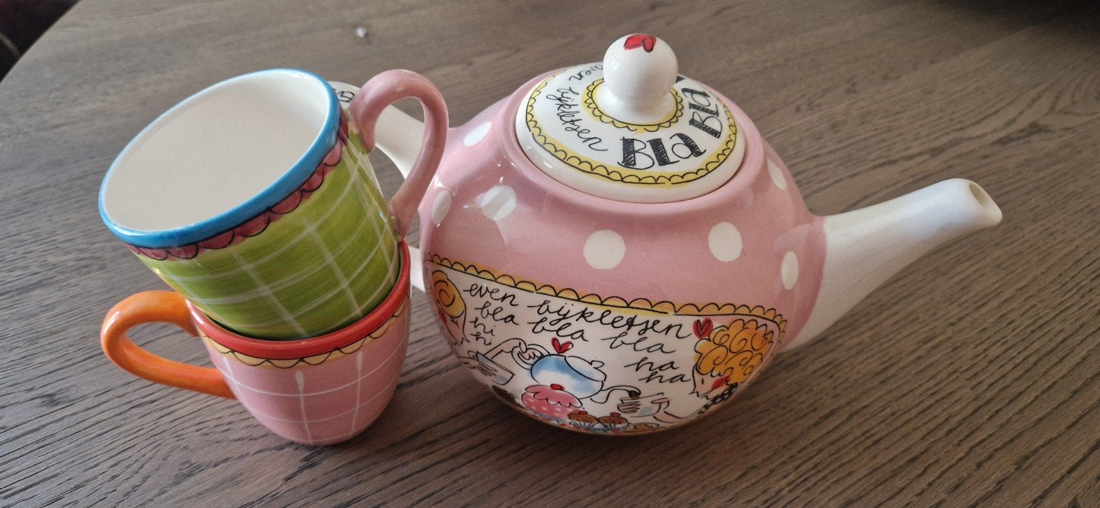 Blond Amsterdam theepot met 2 mokken, Ophalen, Zo goed als nieuw, Aardewerk, Overige typen