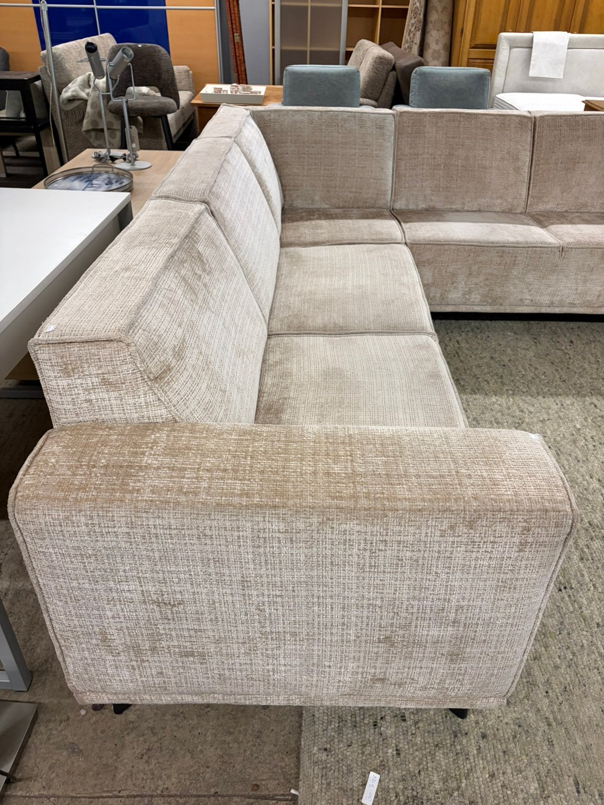 Nieuw - stoffen beige hoekbank, Ophalen, ., Nieuw, .
