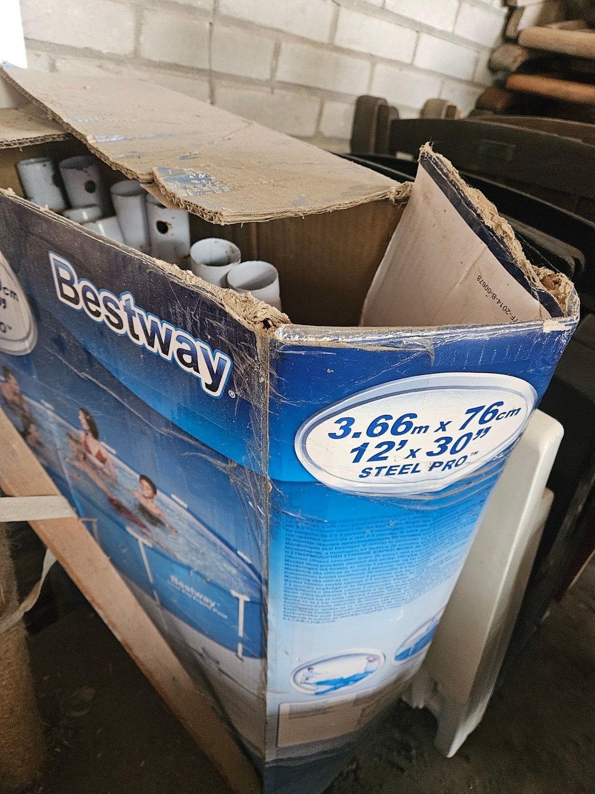 Bestway Steel Pro opzetzwembad 3.66m x 76cm met toebehoren, Ophalen, Gebruikt, Minder dan 80 cm, Rond