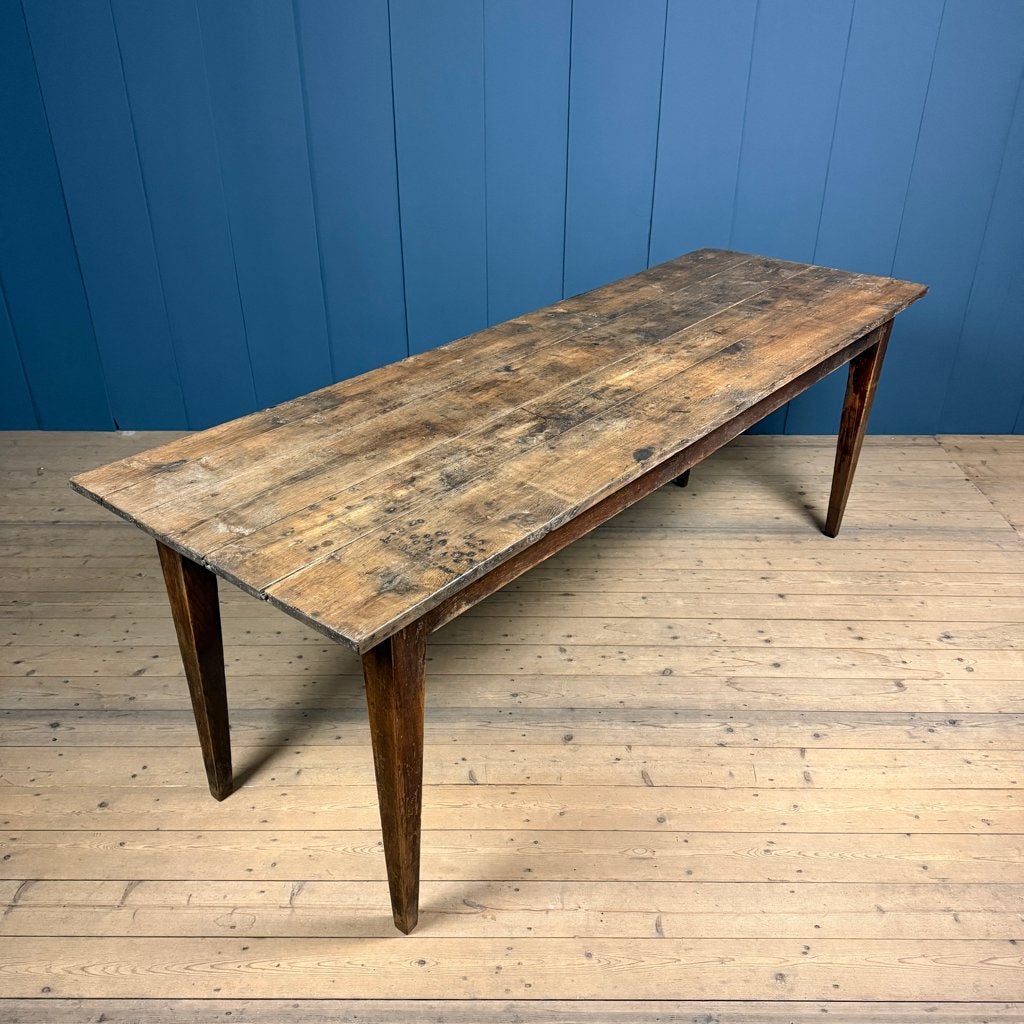 Oude rustieke Franse eikenhouten boeren eettafel antiek, Ophalen
