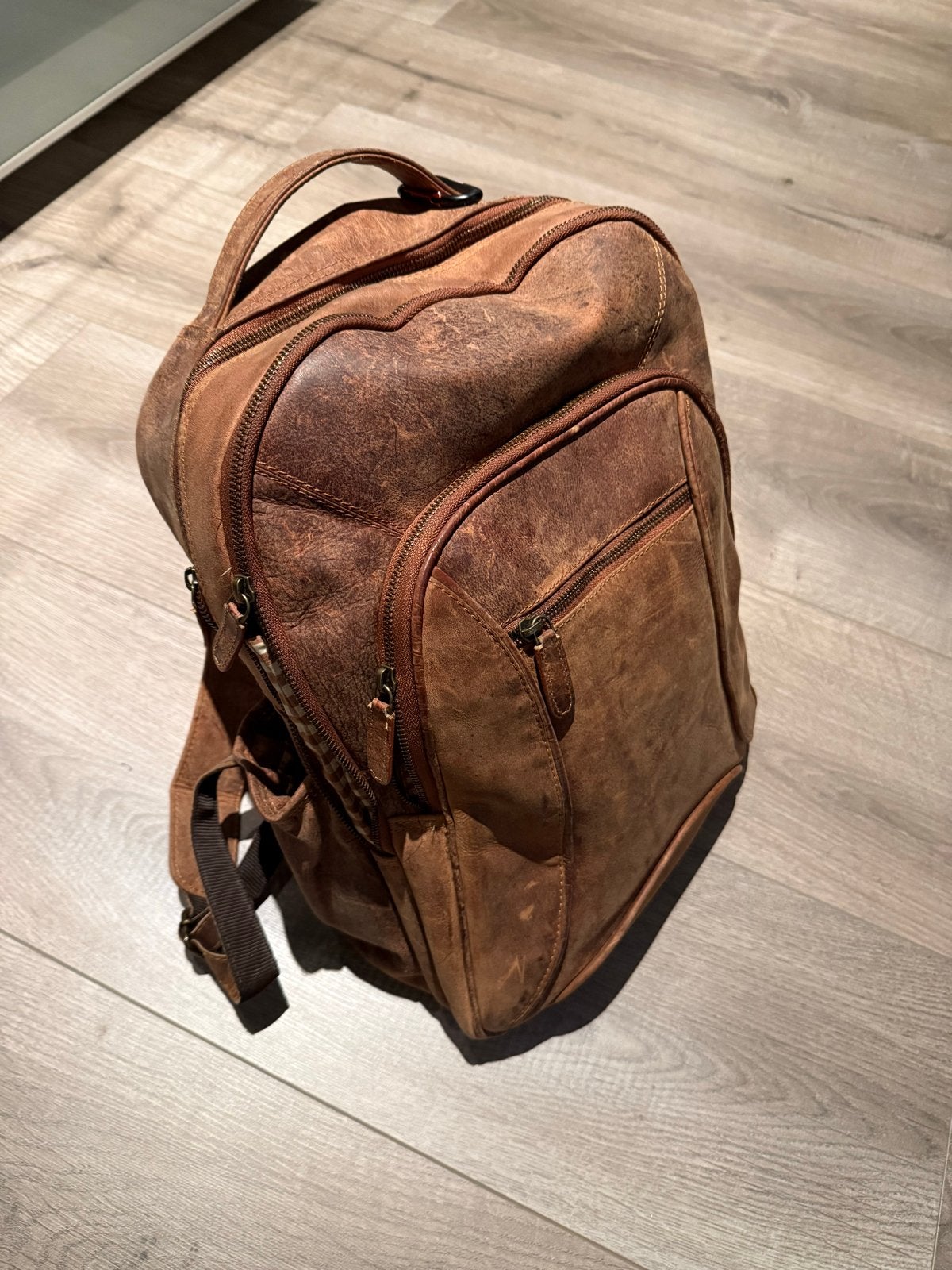 Leren Rugzak - Vintage Stijl, Gebruikt, 25 tot 40 cm, 30 tot 45 cm, Ophalen
