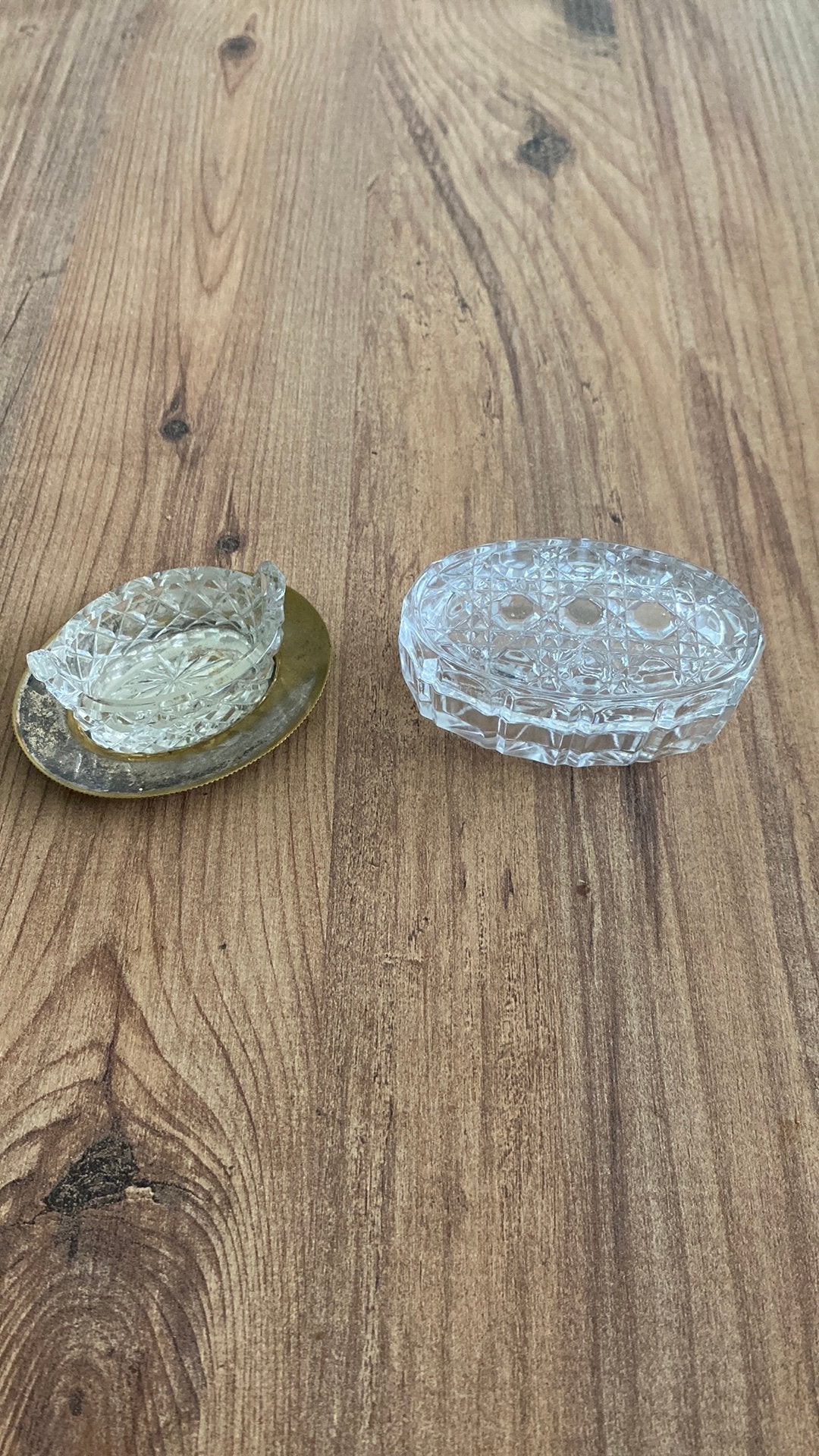 Set van 2 kristallen schaaltjes met deksel en lepeltjes, Ophalen of Verzenden