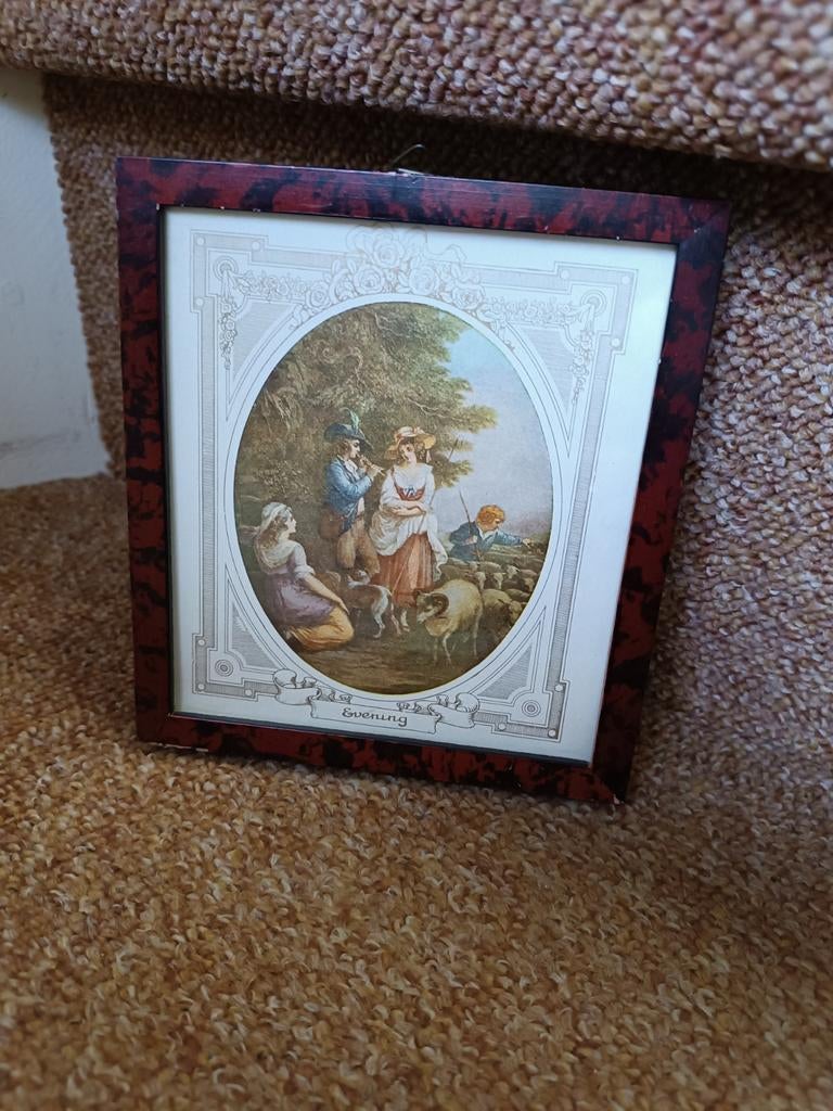 Ingelijst prentje: Evening, Antiek en Kunst, Curiosa en Brocante, Ophalen of Verzenden