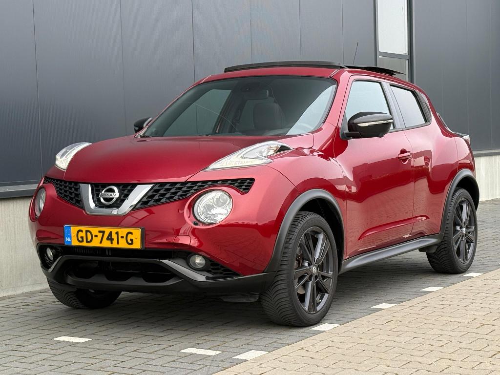 Nissan Juke 1.2 Dig-t 2015 Tekna Vol opties Pano Trekhaak, Auto's, Nissan, Voorwielaandrijving, 1250 kg, Lichtsensor, Bedrijf