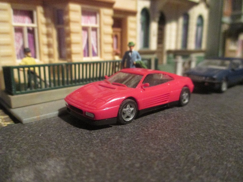 Ferrari 348TB - Herpa rood met blauw interieur, Ophalen of Verzenden, Gebruikt, Auto, Herpa