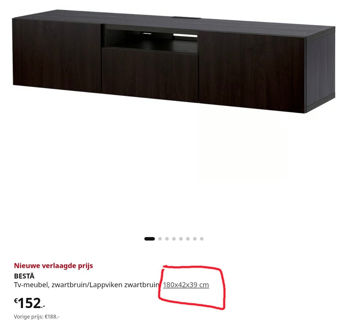 IKEA Bestå TV-meubel zwart/bruin - staand of zwevend, Ophalen of Verzenden, Gebruikt, 150 tot 200 cm