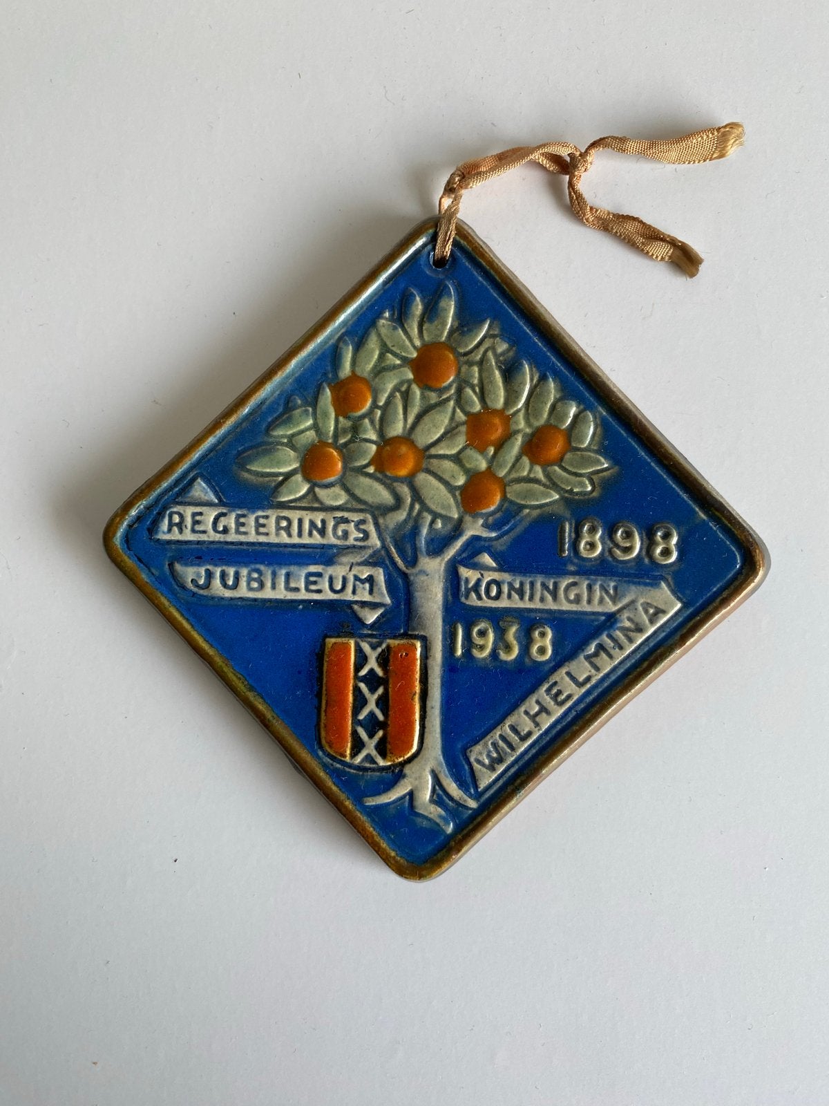 Tegeltje Regeringsjubileum Koningin Wilhelmina 1938, Ophalen of Verzenden
