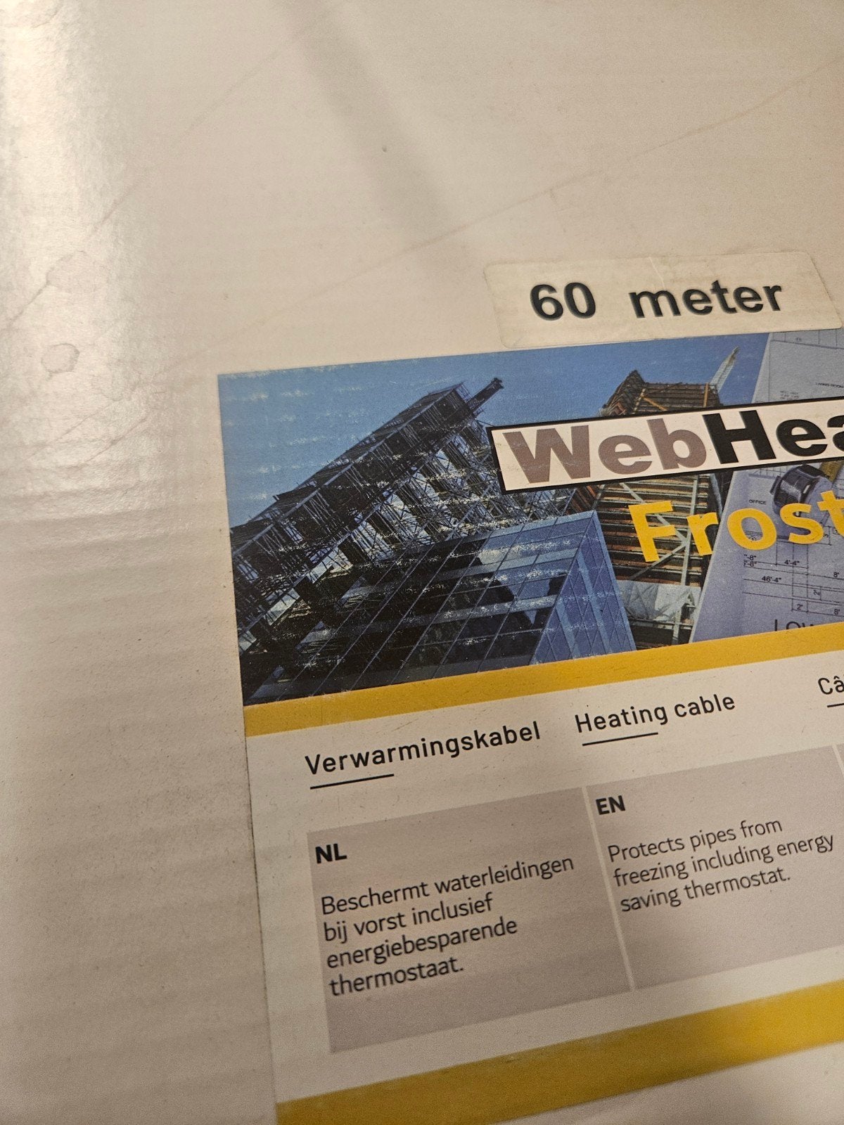 WebHeat Frost Verwarmingskabel 60 meter Tracing kabel, Doe-het-zelf en Verbouw, Ophalen of Verzenden, Nieuw, Overige merken, Kabel of Snoer