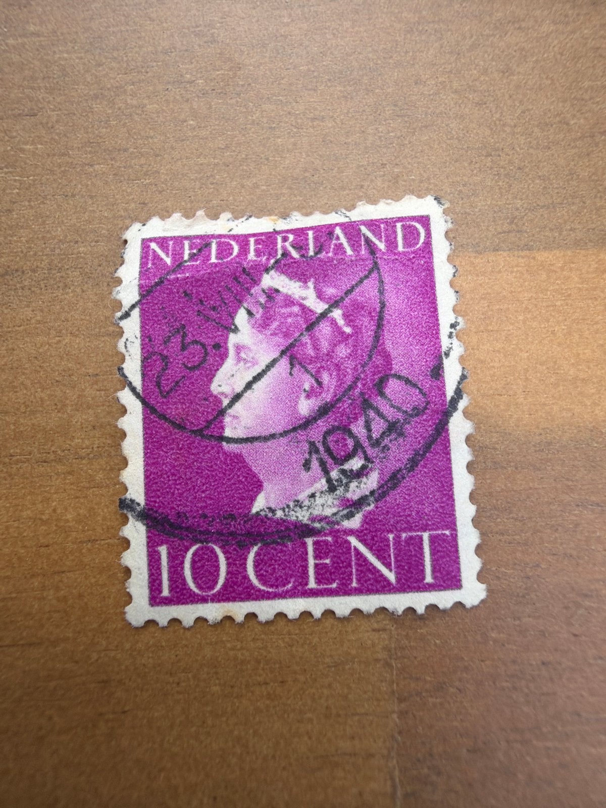 Nederlandse postzegel 10 cent, gestempeld 1940, Postzegels en Munten, Ophalen of Verzenden, Na 1940, Gestempeld