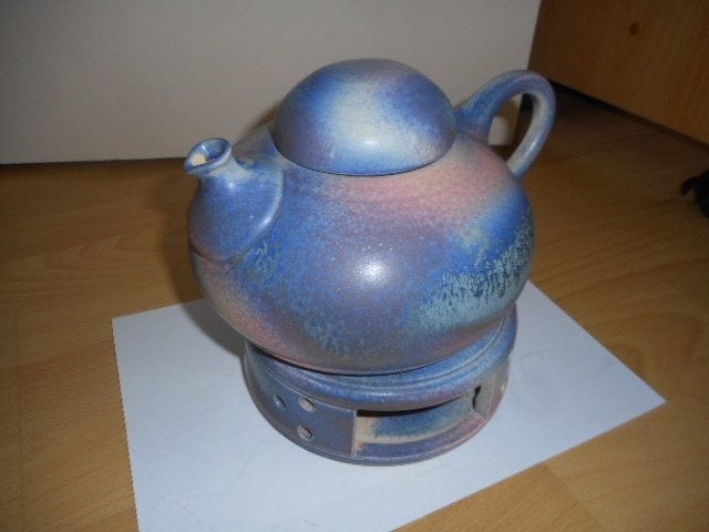 Adrie Moerings Keramische theepot met theelichtje blauw/roze, Ophalen of Verzenden
