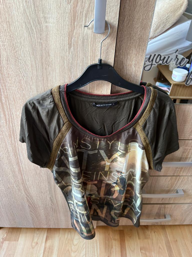 Dames shirt expresso, Kleding | Dames, Ophalen of Verzenden, Zo goed als nieuw, Korte mouw