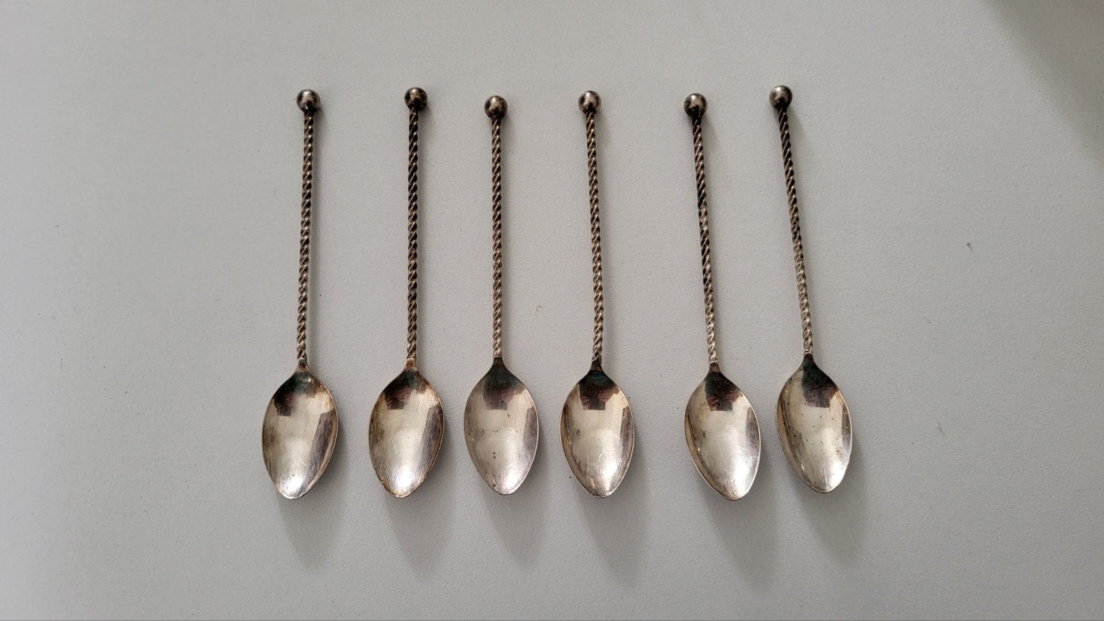 Set van 6 antieke verzilverde Berndorf theelepels, Antiek en Kunst, Ophalen of Verzenden