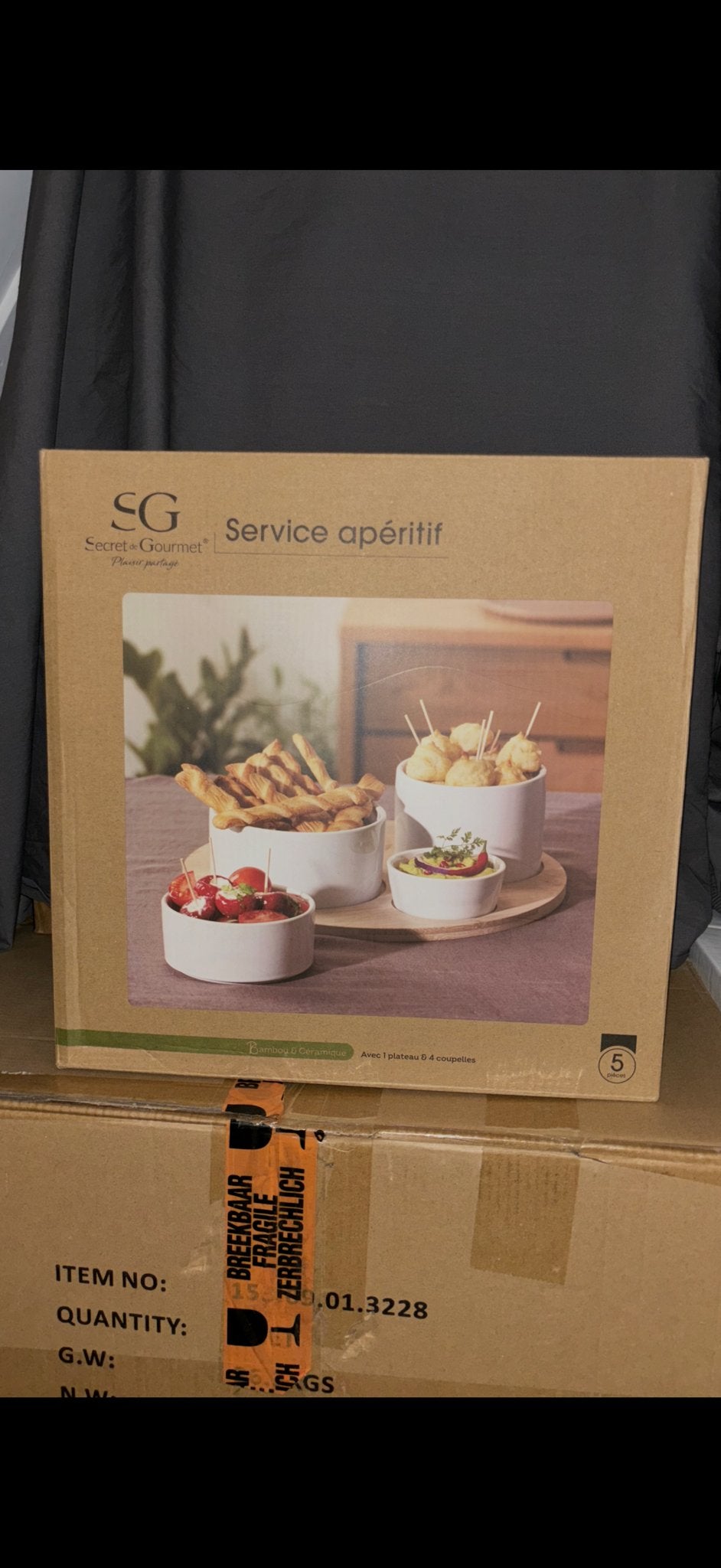 Secret Gourmet Service apéritif - 4 schaaltjes met bamboe di, Overige merken, Keramiek, Nieuw, Ophalen of Verzenden
