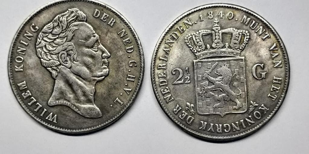 1840 een 2.5 gulden W1 replica vaste pr € 2,70, Postzegels en Munten, Munten | Nederland, Verzenden, Koning Willem I, 2½ gulden
