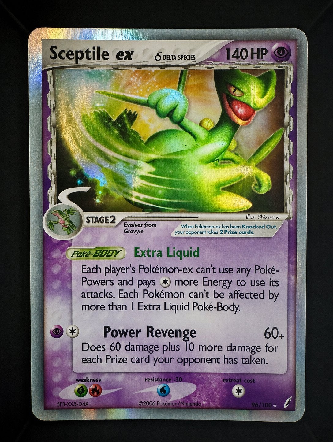 Sceptile ex Delta Species 96/100 EX Crystal Guardians, Ophalen of Verzenden, Zo goed als nieuw, Losse kaart, Foil
