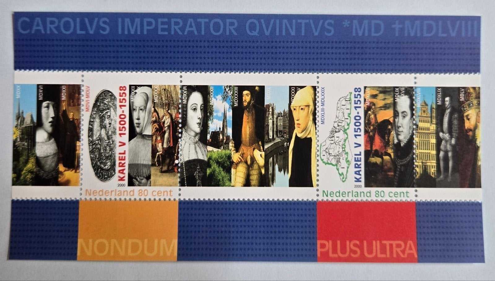 Postzegelvel Karel V 1500-1558 Nederland 80 cent, Postzegels en Munten, Postzegels | Nederland, Ophalen of Verzenden, Na 1940