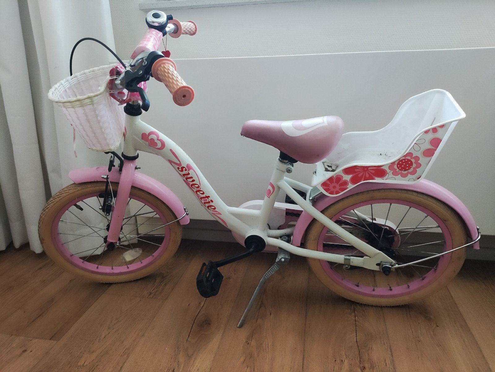 Sweetie kinderfiets 16 inch met mandje en zitje, Ophalen, Terugtraprem, 16 tot 20 inch, Sweetie