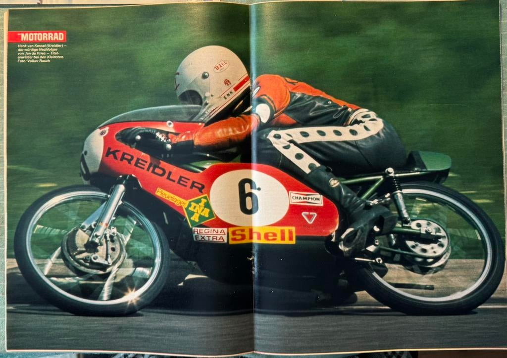Poster 1974 Henk Van Kessel op Kreidler, Verzenden, Zo goed als nieuw, Motoren