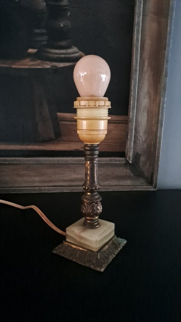 Antieke vintage neoklassieke lampenvoet incl. lamp, Ophalen of Verzenden