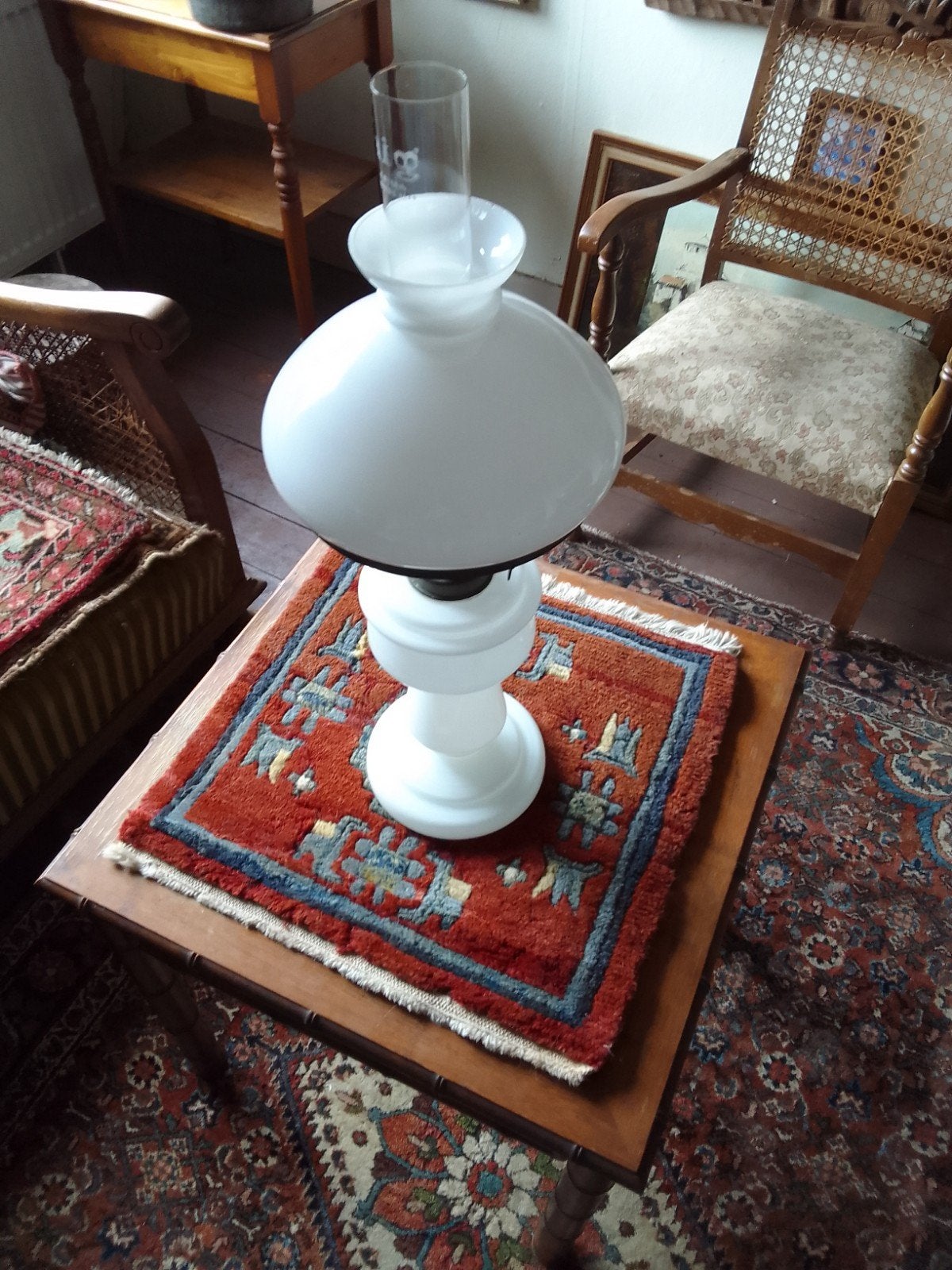 Antieke olielamp - 50 cm hoog, Antiek en Kunst, Ophalen of Verzenden