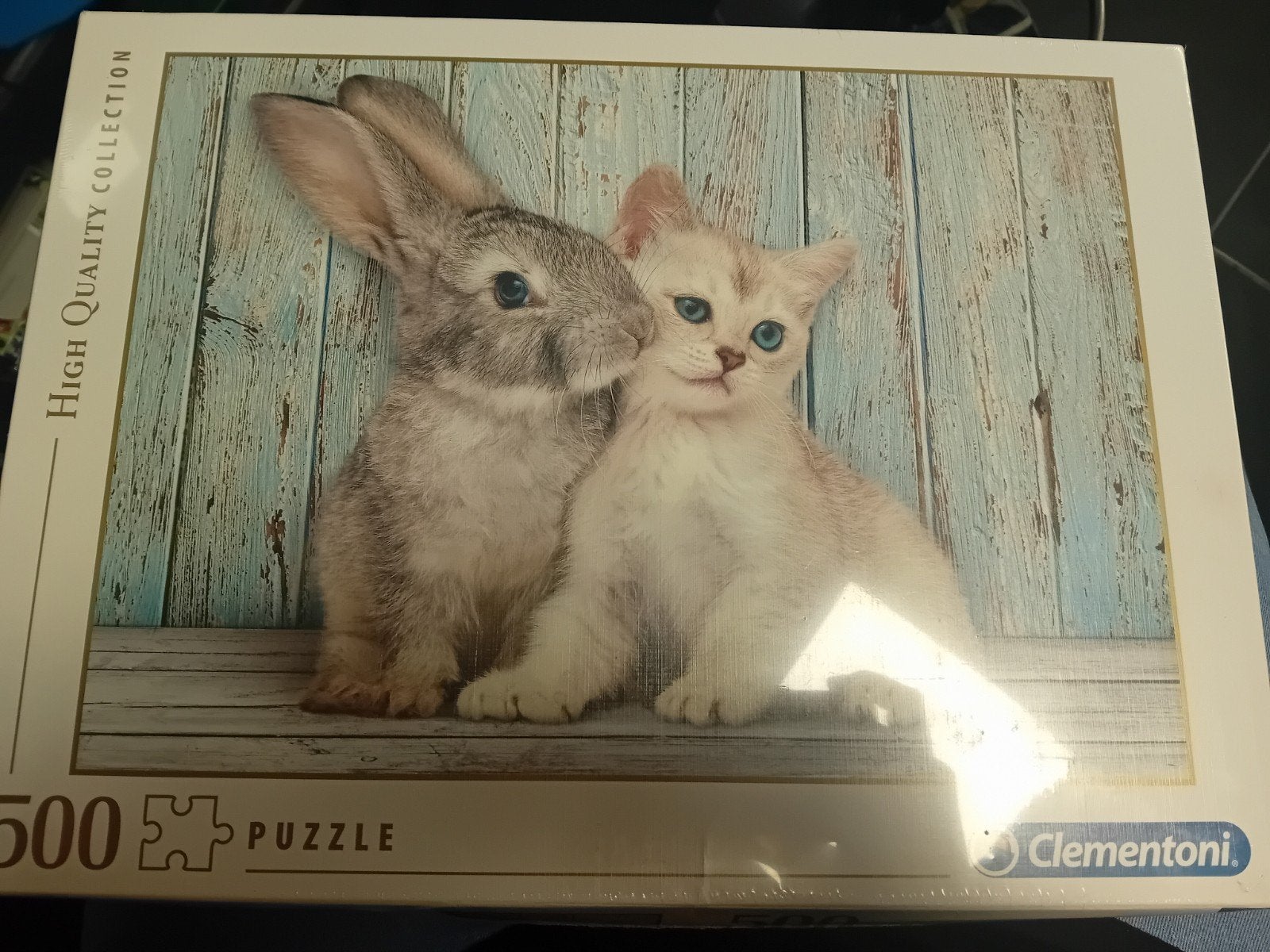 Clementoni Legpuzzel 500 stukjes: Konijn en Kat, Hobby en Vrije tijd, Ophalen of Verzenden, 500 t/m 1500 stukjes, Nieuw, Legpuzzel