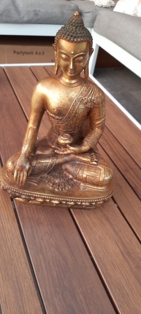 Bronzen buddha, 29 cm hoog., Ophalen of Verzenden