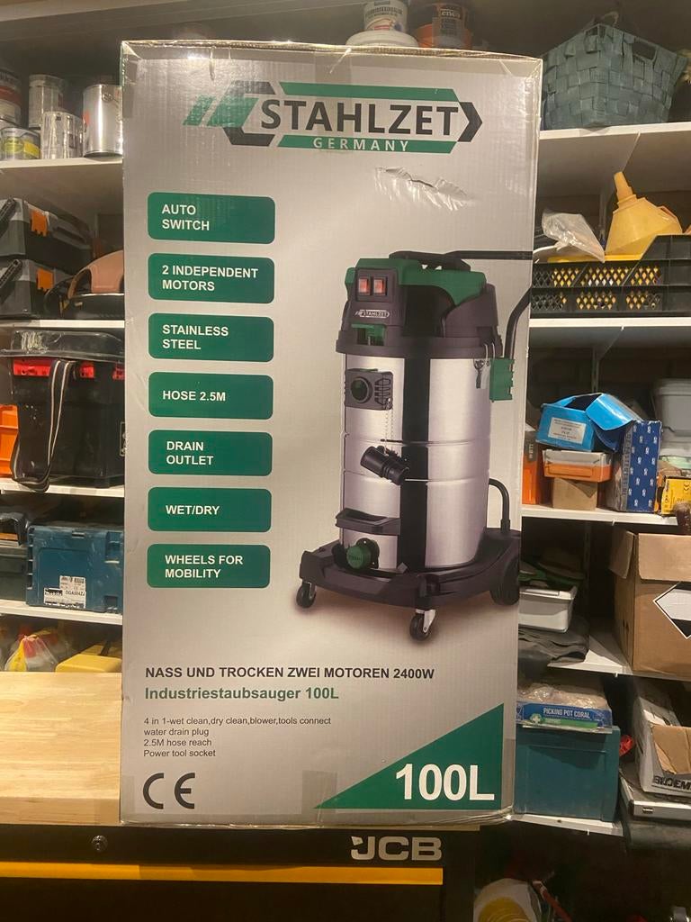 Stahlzet Industriële Stofzuiger SZ100L 2400W Nat/Droog, Witgoed en Apparatuur, Stofzuigers, Ophalen, Zo goed als nieuw, Reservoir