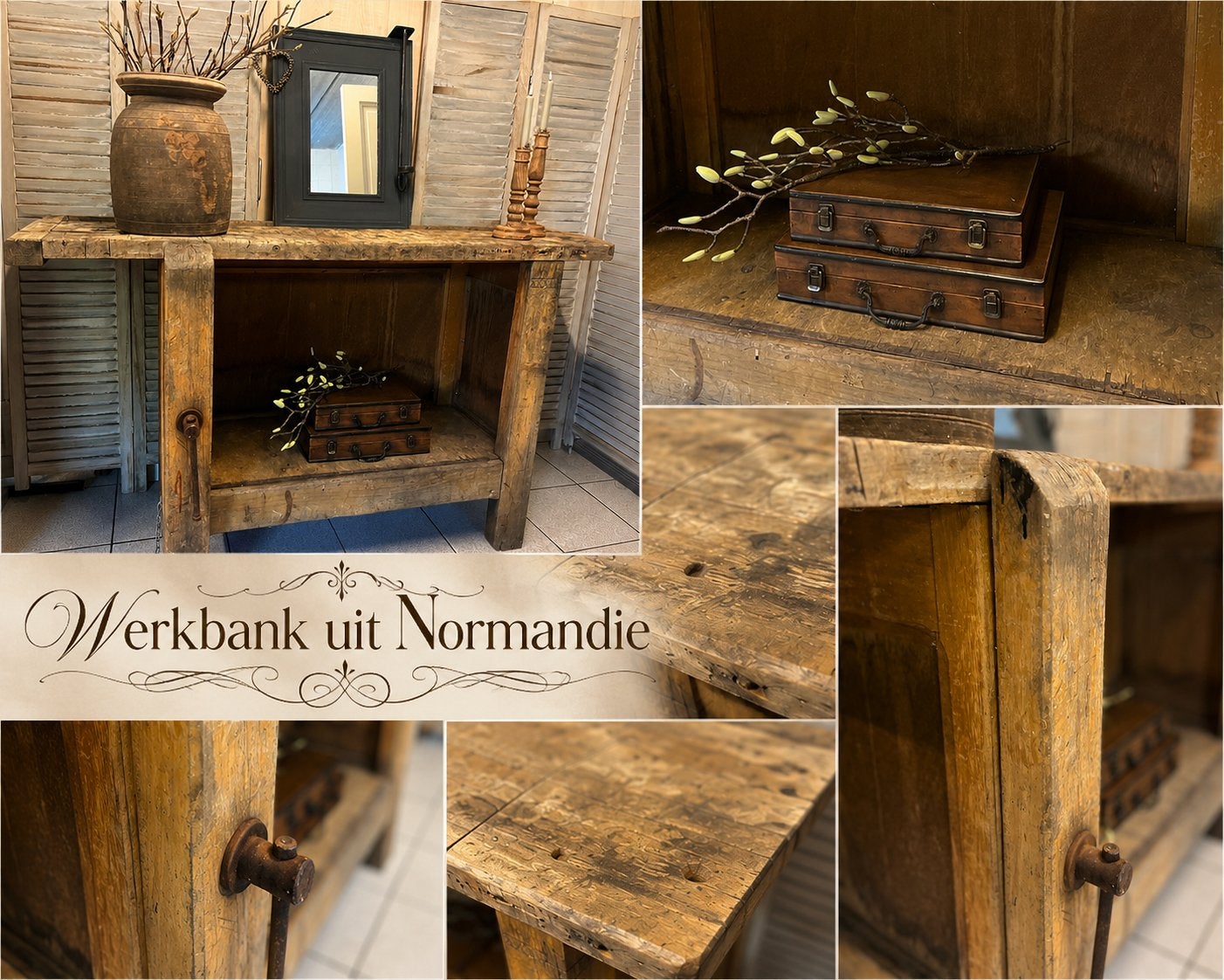 Prachtige werkbank met beuken blad, Ophalen