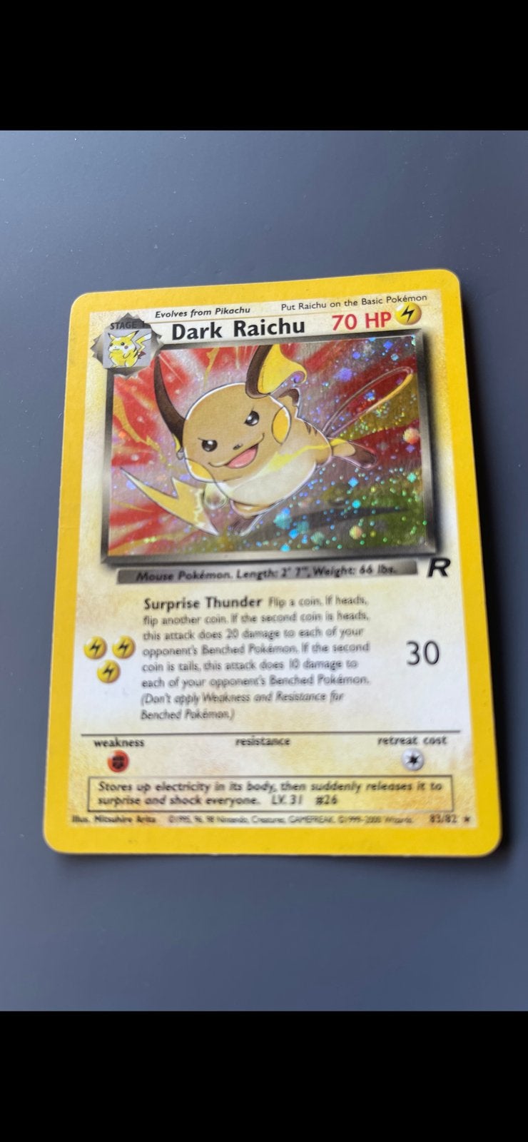 Dark Raichu Nr 83/82, Ophalen, Gebruikt, Losse kaart, Foil