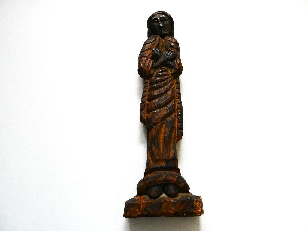 Beeld wandbeeld van een Heilige met gekruiste armen, Antiek en Kunst, Ophalen of Verzenden