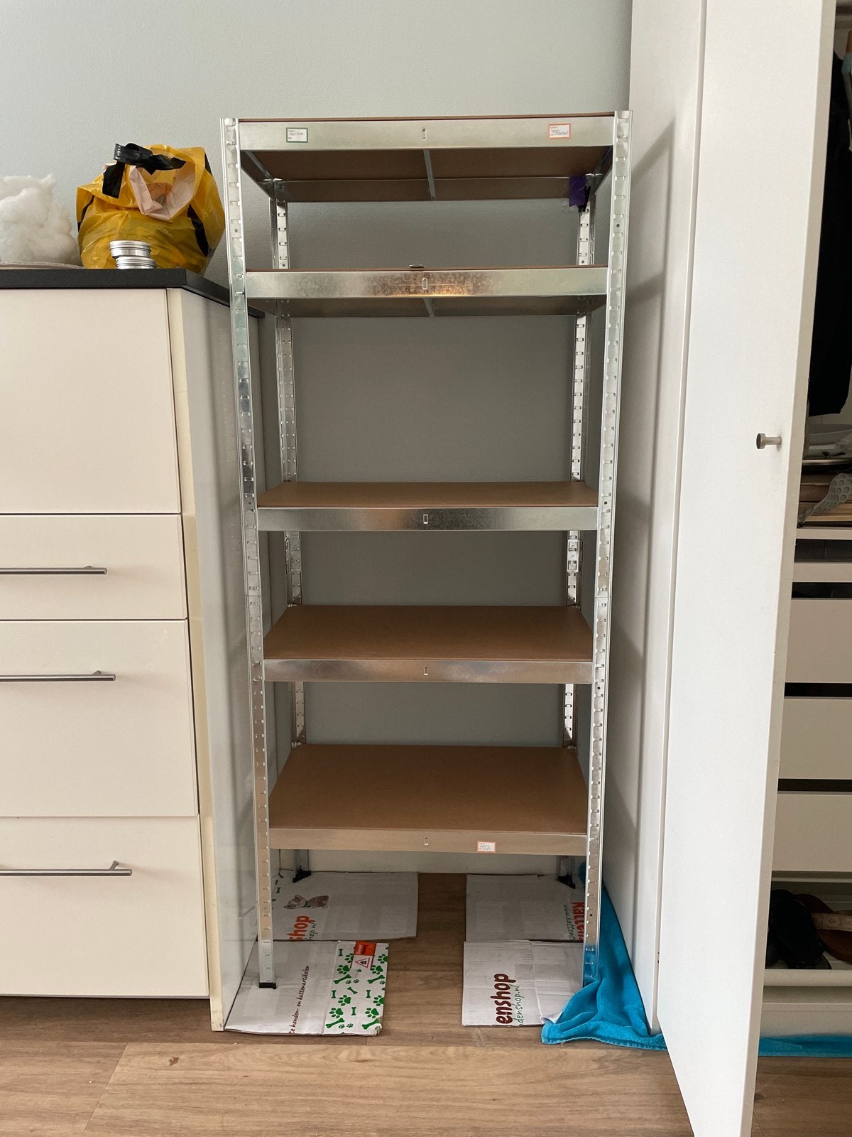 Stevig metalen opbergrek met 5 planken, Ophalen, Gebruikt