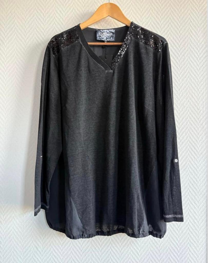 No Secret Tuniek Zwart met Pailletten Maat 50, Kleding | Dames, Ophalen of Verzenden, Nieuw, Zwart, Blouse of Tuniek